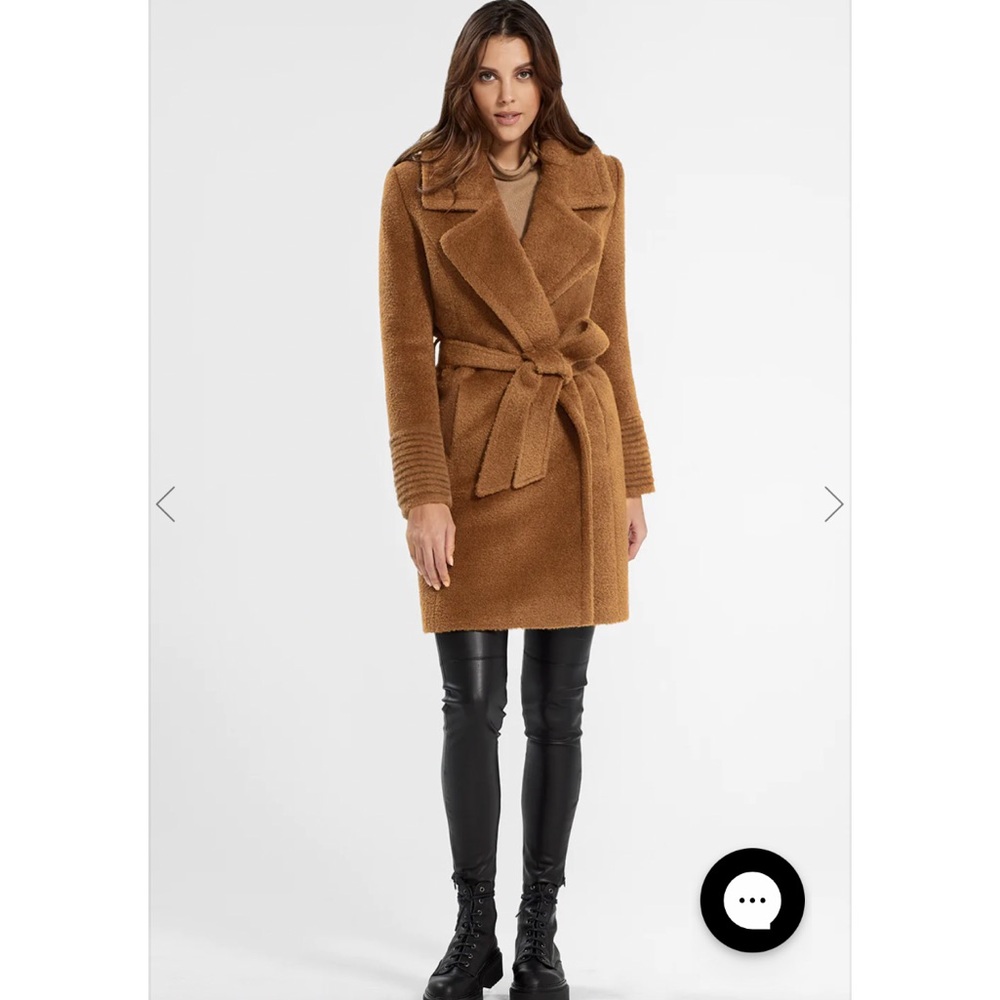 Sentaler boucle alpaca mid length coat